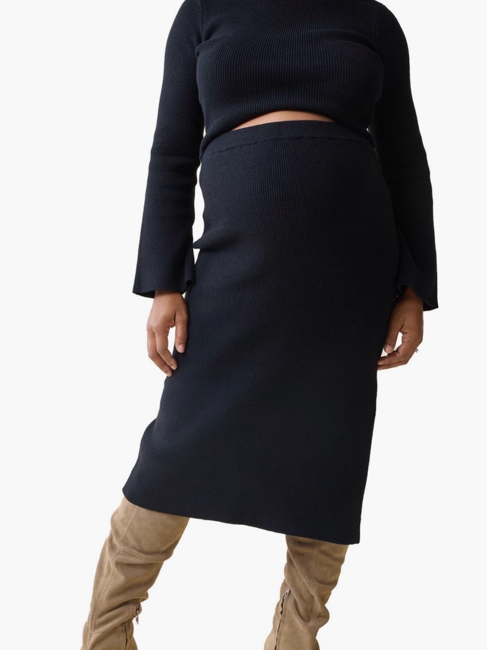Isabel Maternity by Ingrid & Isabel Black Knit Midi Maternity Skirt
